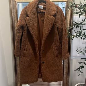 Womens Old Navy Fleece/Fur Long Jacket, Sz S